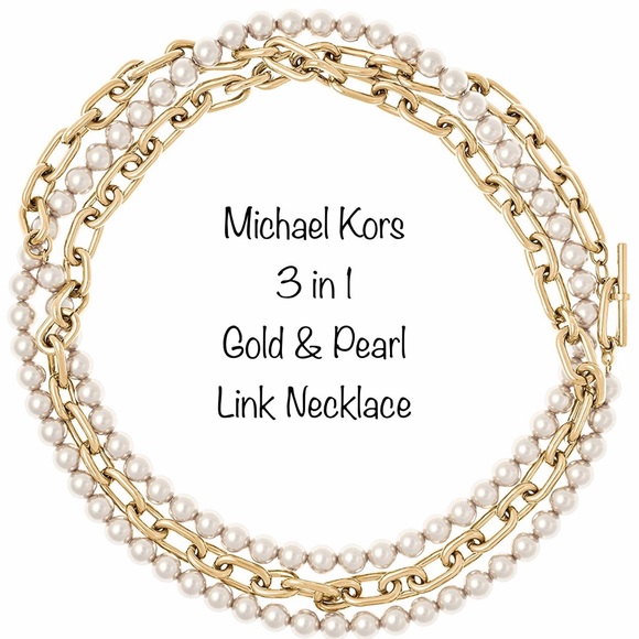 Michael Kors Jewelry - Michael Kors Gold Links & Pearl 3 In 1 Necklace